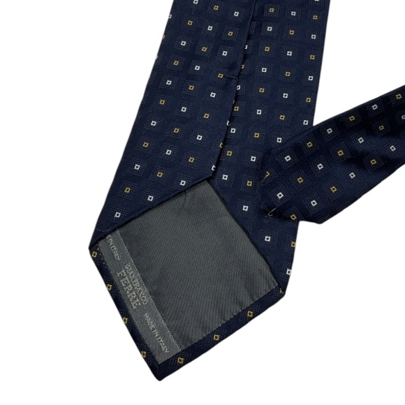 GIANFRANCO FERRE Navy Geometric Silk LUXURY Tie ITALY - Picture 4 of 4